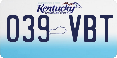 KY license plate 039VBT