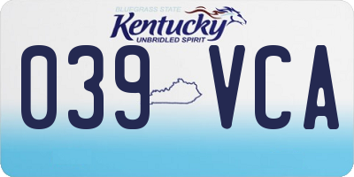 KY license plate 039VCA