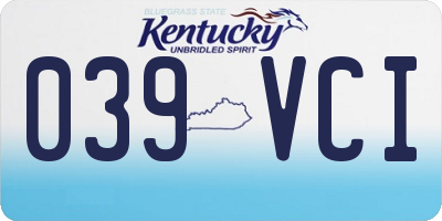 KY license plate 039VCI