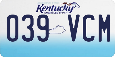 KY license plate 039VCM
