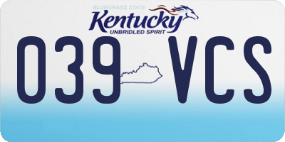 KY license plate 039VCS