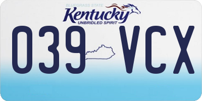 KY license plate 039VCX