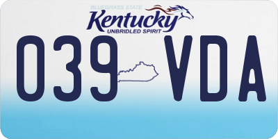 KY license plate 039VDA
