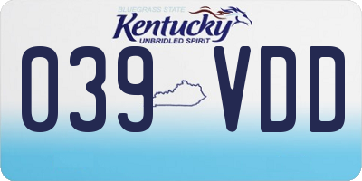 KY license plate 039VDD