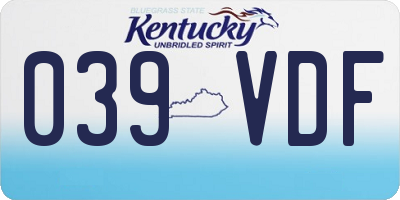 KY license plate 039VDF