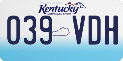 KY license plate 039VDH