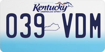 KY license plate 039VDM