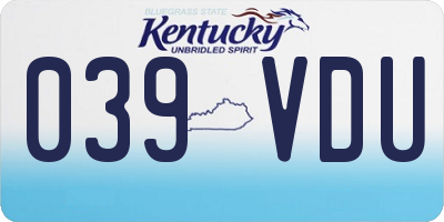 KY license plate 039VDU
