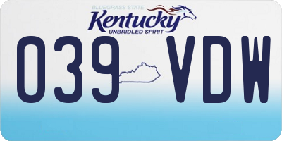 KY license plate 039VDW