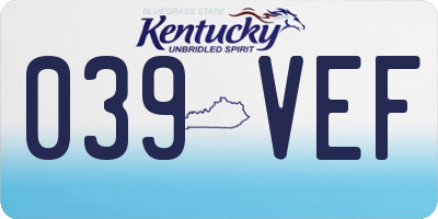 KY license plate 039VEF