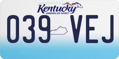 KY license plate 039VEJ