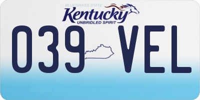 KY license plate 039VEL