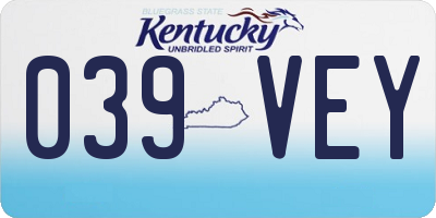 KY license plate 039VEY