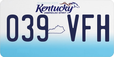 KY license plate 039VFH