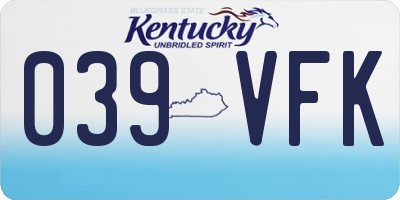 KY license plate 039VFK