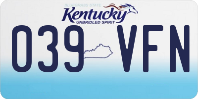 KY license plate 039VFN