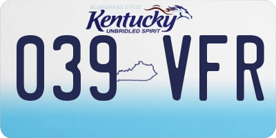KY license plate 039VFR