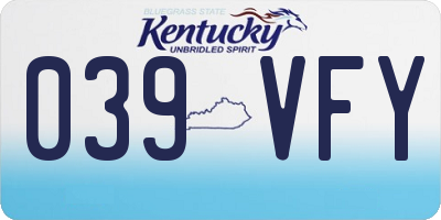 KY license plate 039VFY