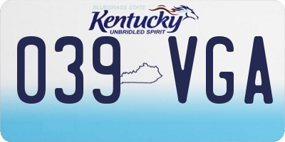 KY license plate 039VGA