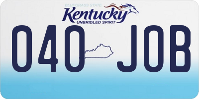 KY license plate 040JOB