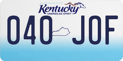 KY license plate 040JOF