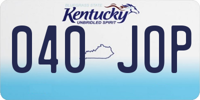 KY license plate 040JOP