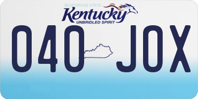 KY license plate 040JOX
