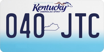 KY license plate 040JTC