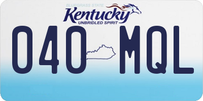 KY license plate 040MQL