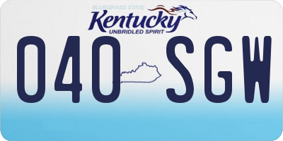 KY license plate 040SGW
