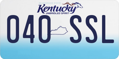 KY license plate 040SSL