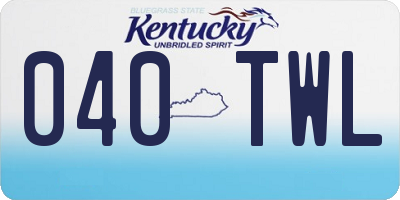 KY license plate 040TWL