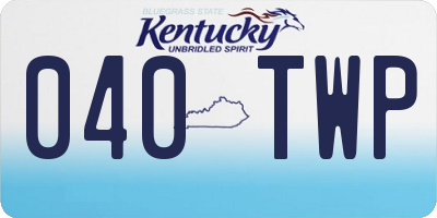 KY license plate 040TWP