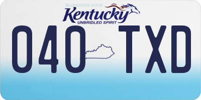 KY license plate 040TXD