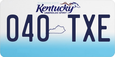 KY license plate 040TXE