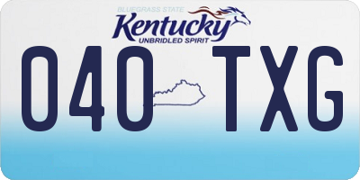 KY license plate 040TXG