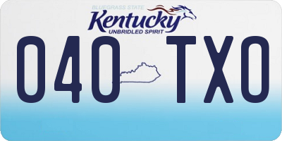 KY license plate 040TXO