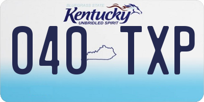 KY license plate 040TXP