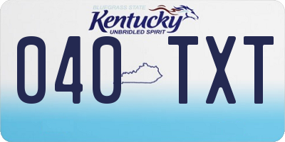 KY license plate 040TXT