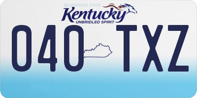 KY license plate 040TXZ
