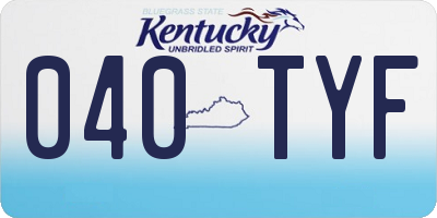 KY license plate 040TYF