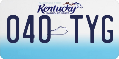 KY license plate 040TYG