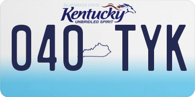 KY license plate 040TYK