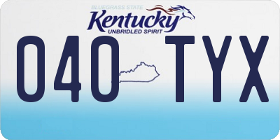 KY license plate 040TYX