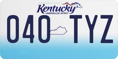 KY license plate 040TYZ
