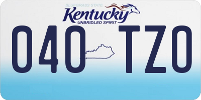 KY license plate 040TZO