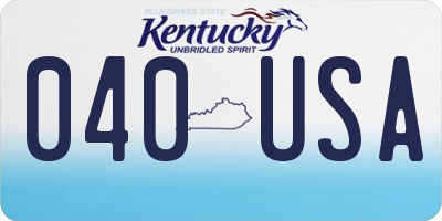 KY license plate 040USA