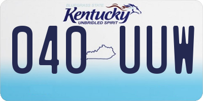 KY license plate 040UUW
