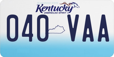 KY license plate 040VAA