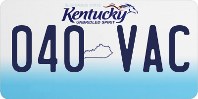 KY license plate 040VAC
